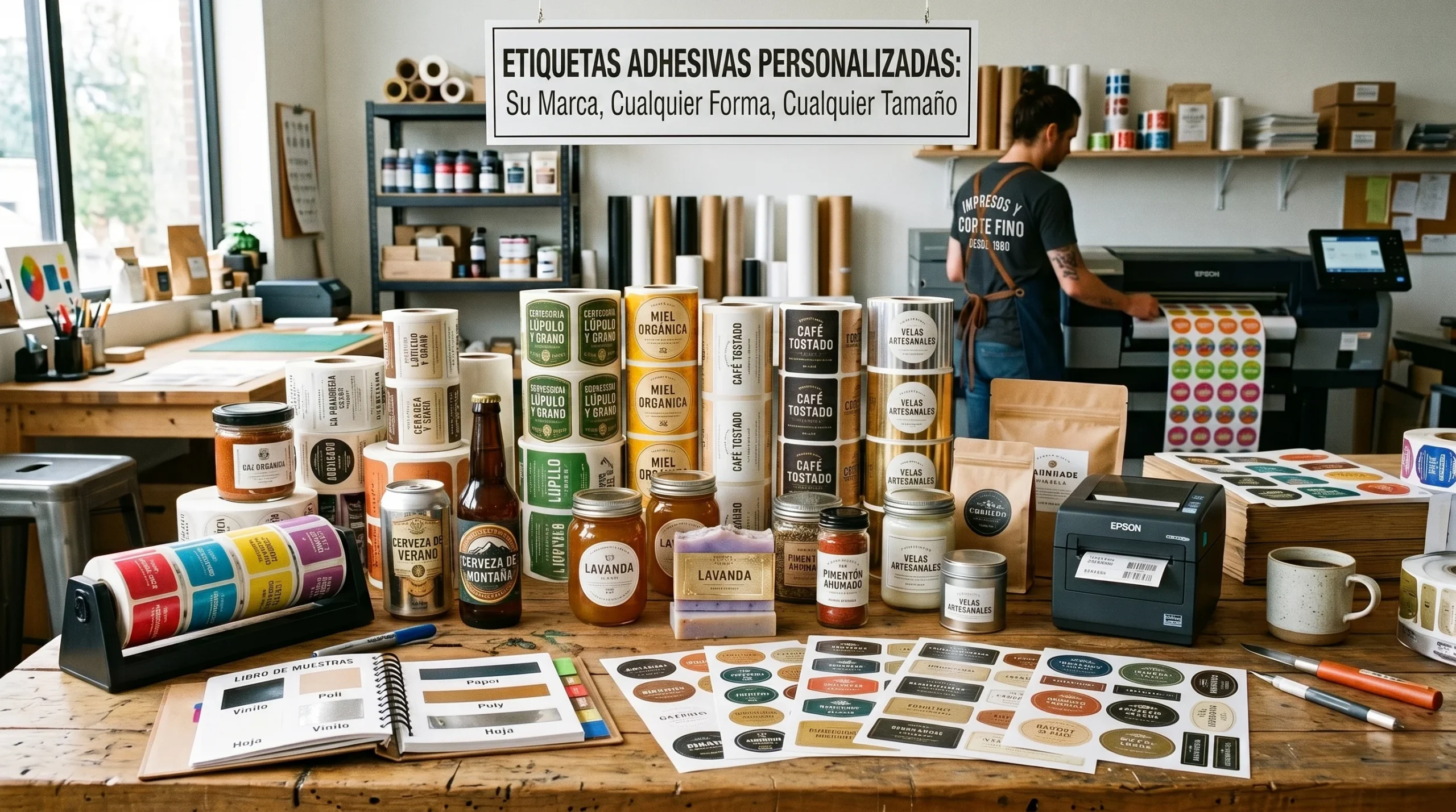 Etiquetas personalizadas adhesivas para productos artesanales y comerciales